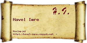 Havel Imre névjegykártya